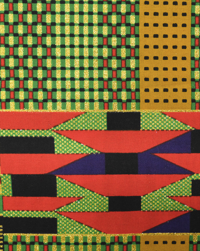 Tissu Wax Lurex Rectangle Vert Et Rouge - Maison Klem